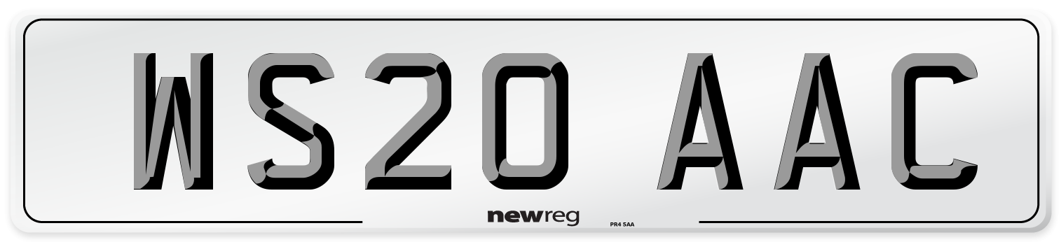 WS20 AAC Number Plate from New Reg